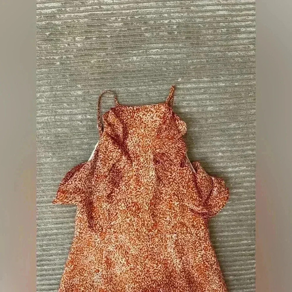 C/meo COLLECTIVE halter fitted ruffle midi dress open back size M ulla sundress - Picture 10 of 13